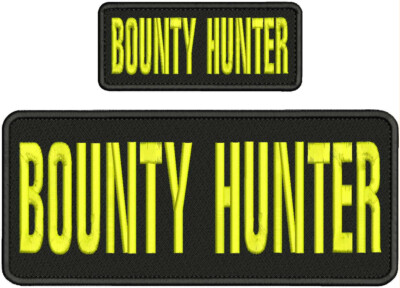 BOUNTY HUNTER EMB PATCH 4X10 AND 2X5 HOOK ON BACK YELLOW ON BLACK
