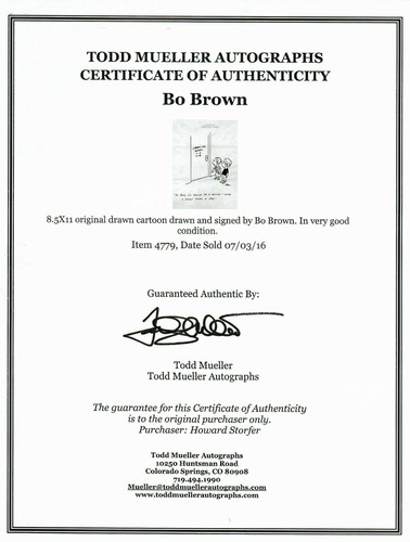 RARE “The New Yorker” Renowned Cartoonist Bo Brown Hand Drawn 8.5x11 Cartoon COA - Picture 2 of 2