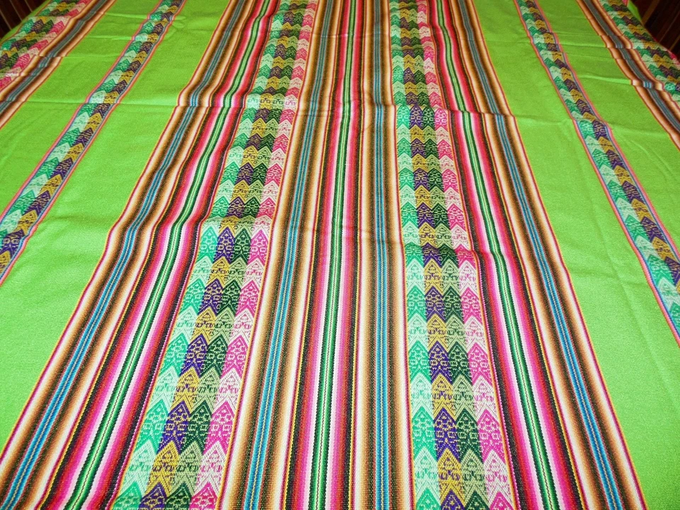 Nuevo Mantel de Algodón Inca Andino de Puno Perú 80x47" Verde Kelly Foto 2 de 2