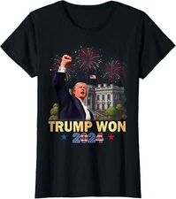 Trump Won 2024 Fireworks Theme President 47th Ladies' Crewneck T-Shirt