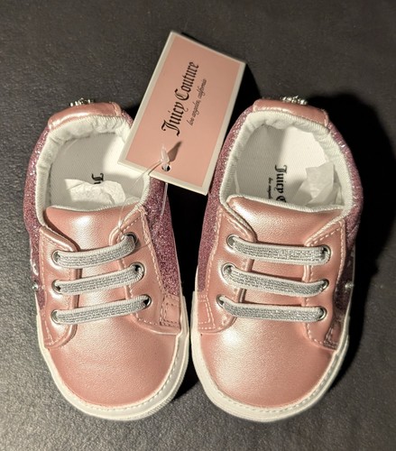 Baby Girl Juicy Couture Baby Maria Pink Glitter Sneakers Size 3M - New Open Box - Picture 5 of 17