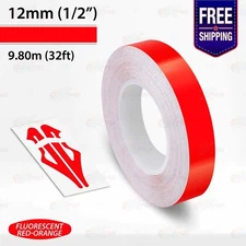 FLUORESCENT RED-ORANGE 1/2" STRIPE Car Model Motorcycle TAPE Vinyl Sticker 12mm