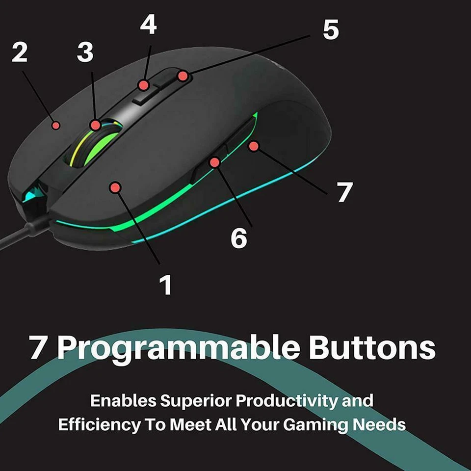 PHILIPS Wired Mouse Gaming PC Computer Gamer Mice Optical Gaming Mice - Image 2 of 4