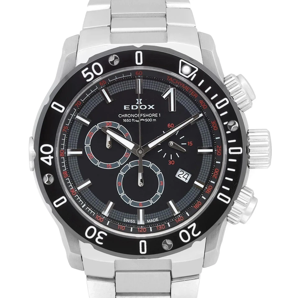 Reloj Edox Chronoffshore-1 cronógrafo acero esfera negra cuarzo para hombre 10221 3M NIN Foto 2 de 4