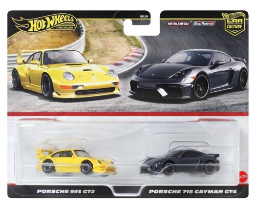 Hot Wheels Car Culture 2-Pack Porsche 993 GT2 & Porsche 718 Cayman GT4-HRR82-6B2