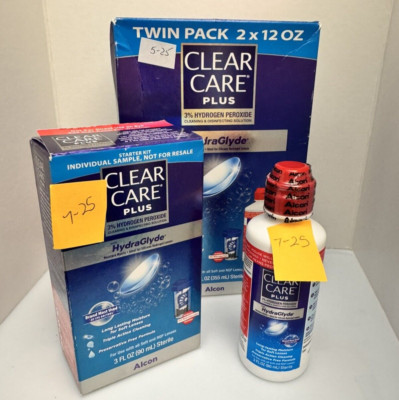 Clear Care Plus 30oz Hydraglyde Contact Lens Solution &cases MIXED LOT 2025 NEW