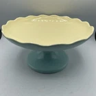 Rare Hull USA Light Yellow Sky Blue Cake Stand  Pastels Pedestal