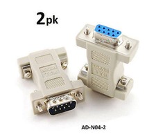 2-PACK DB9 Null Modem Male/Female Data Transfer Adapter