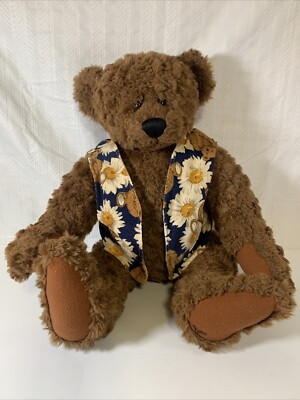 Ganz Cottage Collectibles Brown Teddy Bear By Lorraine Daisy Vest