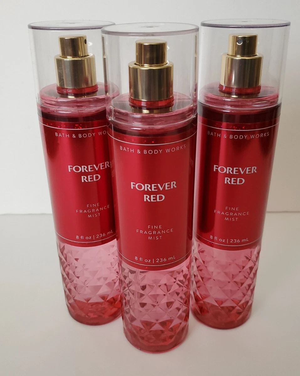3 PCS BATH BODY WORKS FOREVER RED FINE FRAGRANCE MIST 8 OZ POMEGRANATE VANILLA