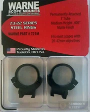 WARNE Permanent 1" Medium Scope Rings 11mm 3/8" 721M FAST SHIP