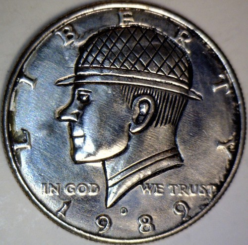 1989d HOBO Nickel Style KENNEDY HALF Dollar Coin NICE Hand Carved Coin #H10 NR - Picture 2 of 4