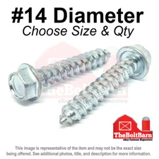 #14 Hex Washer Head Self Tapping Sheet Metal Screws Zinc (Pick Length & Qty)