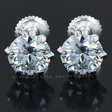 Delicate 2.00 Ct White Diamond Solitaire Studs-Great Shine  Bling VIDEO