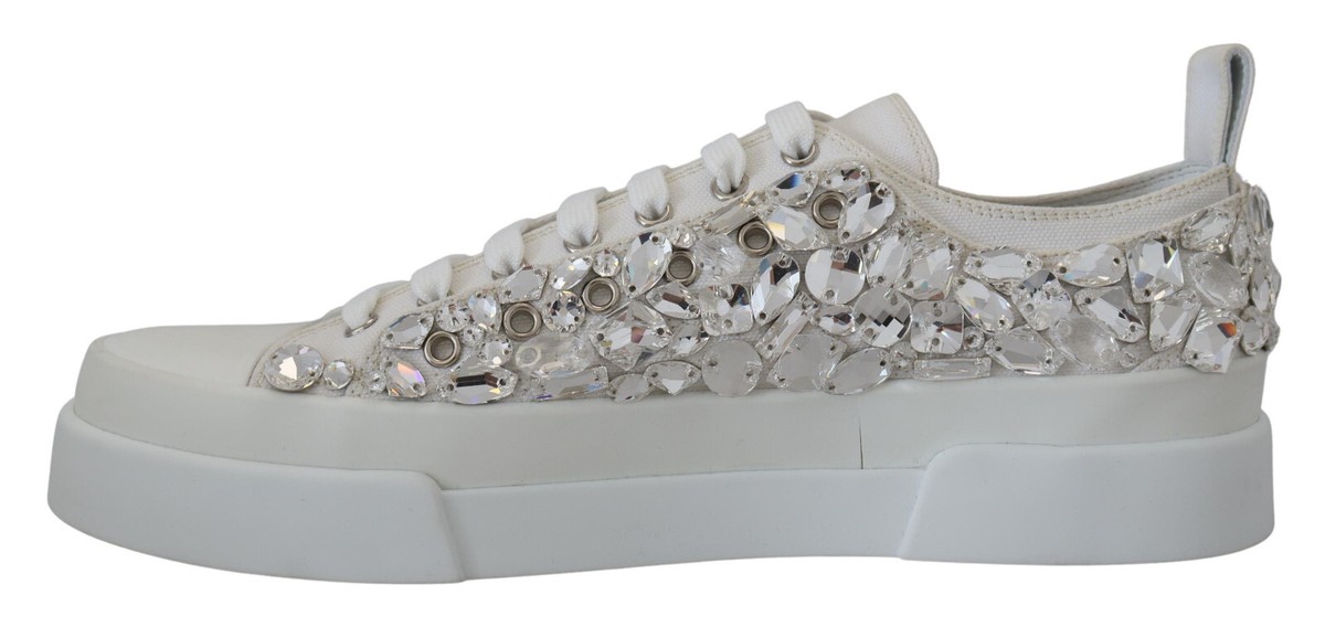 Baskets Dolce & Gabbana Toile Blanche Cristal - Taille 44 EU - Neuf Avec Emballage