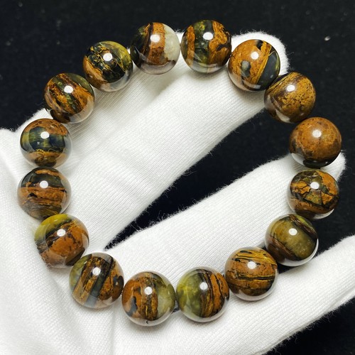 14.5mm Natural Yellow Pietersite Namibia Gemstone Beads Bracelet AAA C1395 - Picture 5 of 11