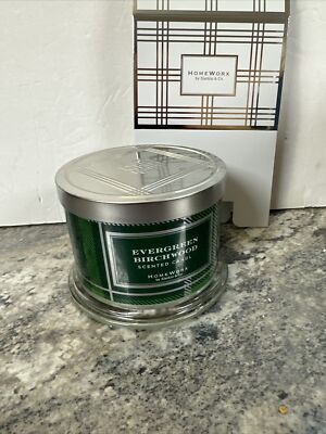 Homeworx Harry Slatkin Evergreen Birchwood Candle 14oz 3 Wick balsam cedar