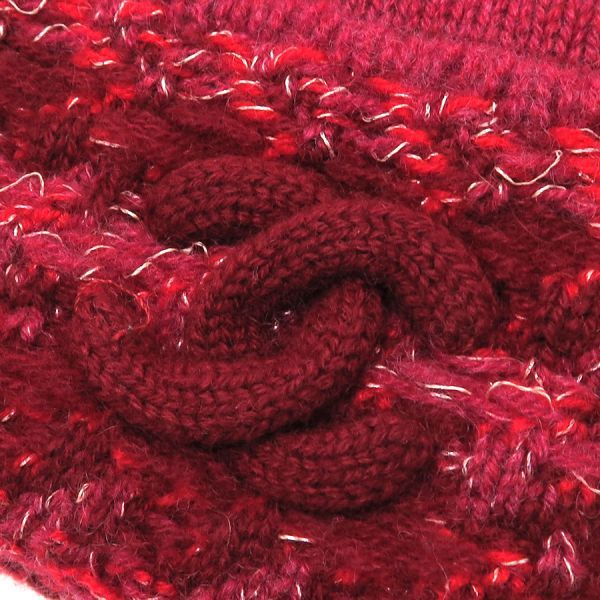 CHANEL Beanie CC Coco Knit hat Red Cashmere 55cm 28cm Authentic | eBay
