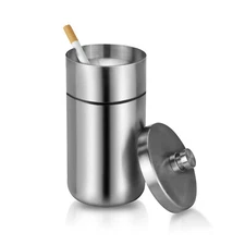 Car Ashtray with Lid Stainless Steel Cigarette Ashtrays for Auto Cup Holder Wind