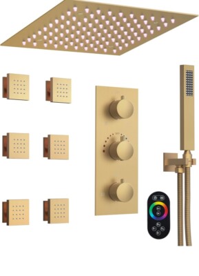 Handheld Shower Head 5-Spray Ceiling Mount 2.5 GPM in Brushed Nickel