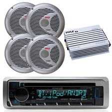 Kenwood Marine USB CD iPod Bluetooth Radio, 6.5" Silver Speakers,400W Amplifier