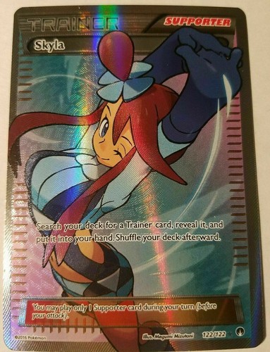 FULL ART Skyla ULTRA RARE 122/122 Pokemon XY Breakpoint Holo Foil Supporter - LP