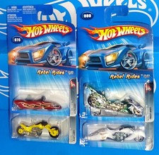 Hot Wheels Rebel Rides Lot 4 Motorcycles Blast Lane W-Oozie Fright Bike Outsider
