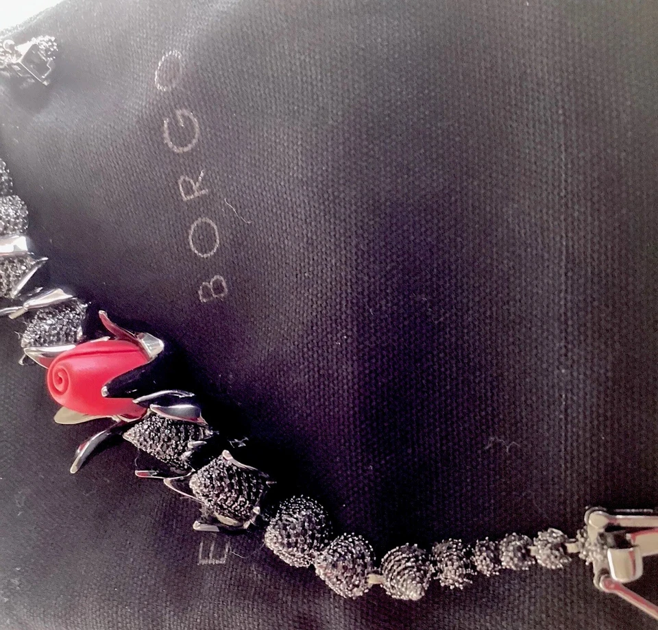 Brazalete Edgy Lux EDDIE BORGO $450 Negro Rodio Rojo Resina Rosa Eslabón 6.5 "NUEVO SIN ETIQUETAS Foto 3 de 4