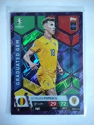 Topps Euro 2024 Match Attax Graduated Gem Purple Saphire ROU 14 Octavian Popescu
