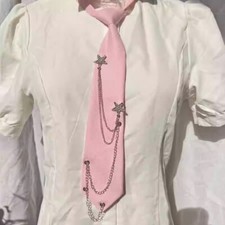 Men Women Rhinestone Star Chain Tie Necktie Preppy Accessory Cosplay Party Chic