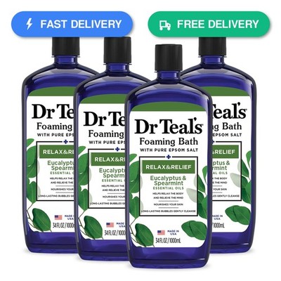 Dr Teal's Foaming Bath with Pure Epsom Salt, Relax & Relief with Eucalyptus...