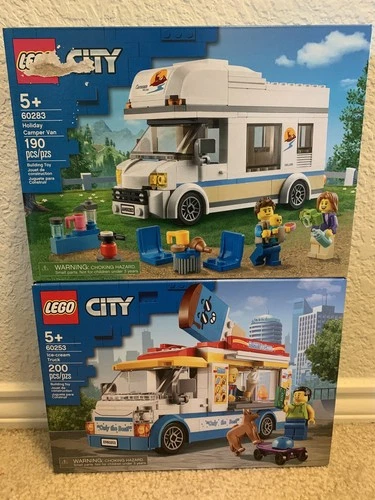 Lego City 60253 Ice-cream Truck + 60283 Holiday Camper Van Lot of 2! New! Sealed