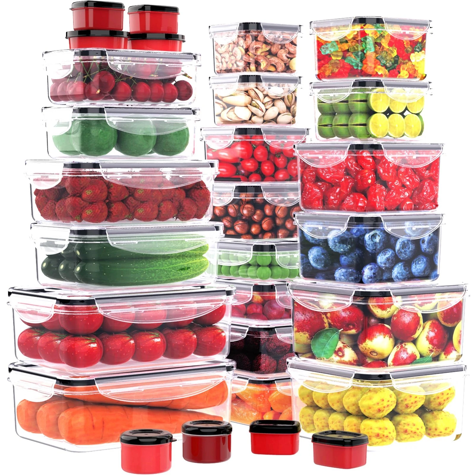 56 PCS Food Storage Containers with Lids Airtight- Plastic Container for Pant...