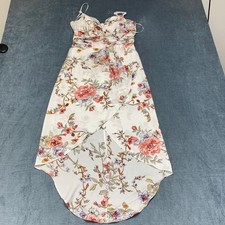 Lulus My Favorite Day Tulip Skirt Midi Dress Womens Small Ivory Floral Back Zip