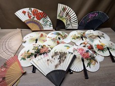 Lot of 16 Vintage Beautiful Folding Hand Fans Birds Flowers Japan ROC