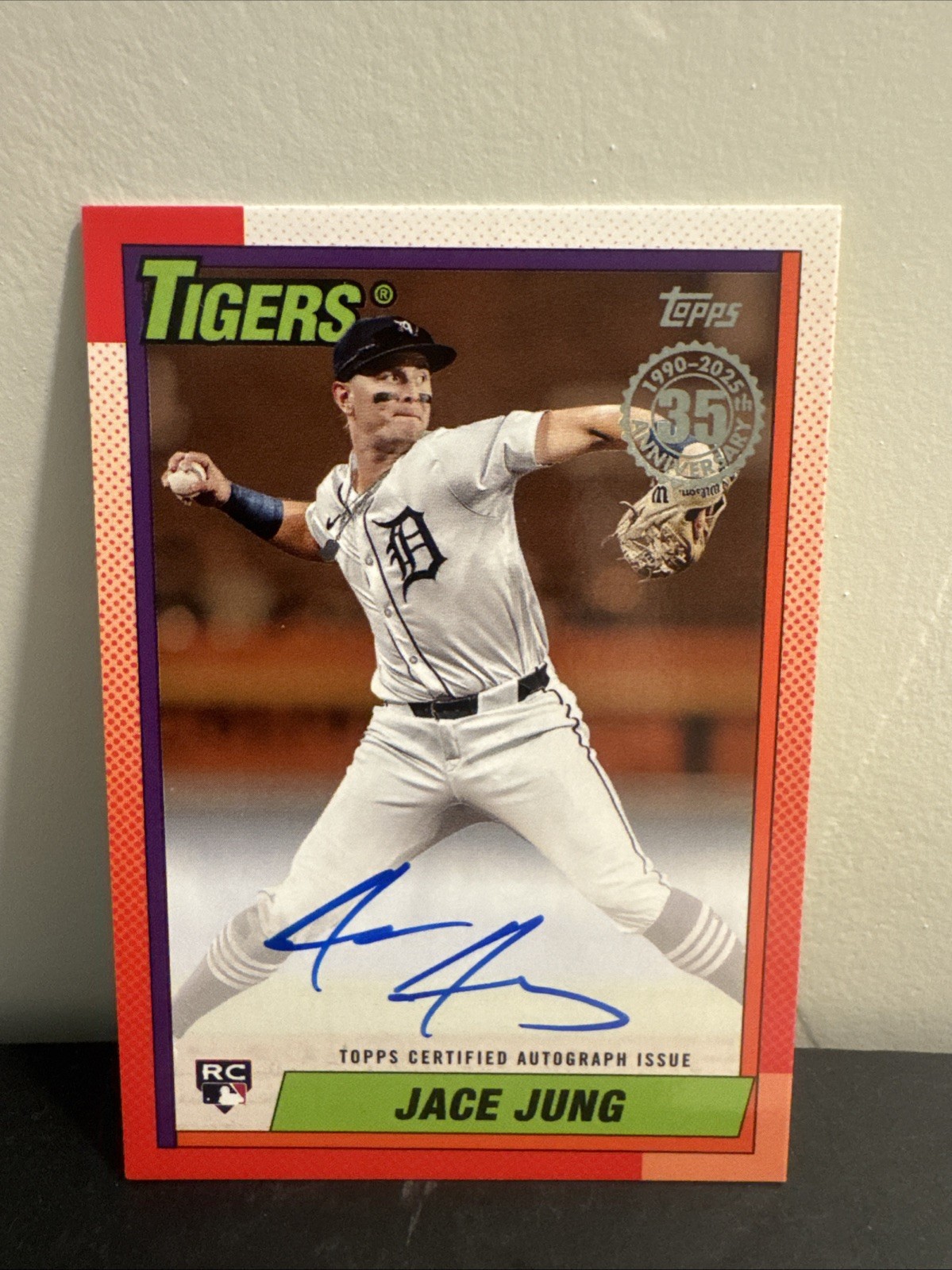 2025 Topps Series 2 Jace Jung 1990 Topps Baseball Autographs #90B2-JJ Gold 29/50