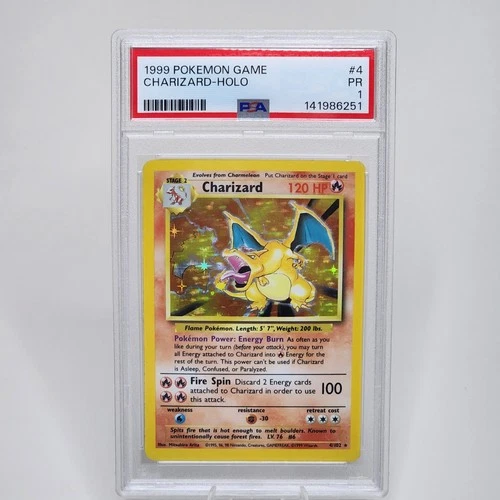 1999 Pokémon Charizard Holo Base Set Unlimited 4/102 - PSA 1