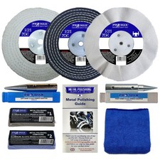 Bench Grinder Aluminium Alloy Brass Metal Polishing Kit 6" x 1/2" 8pc Pro-Max