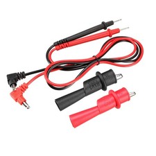 Multimeter test probes with alligator clips.