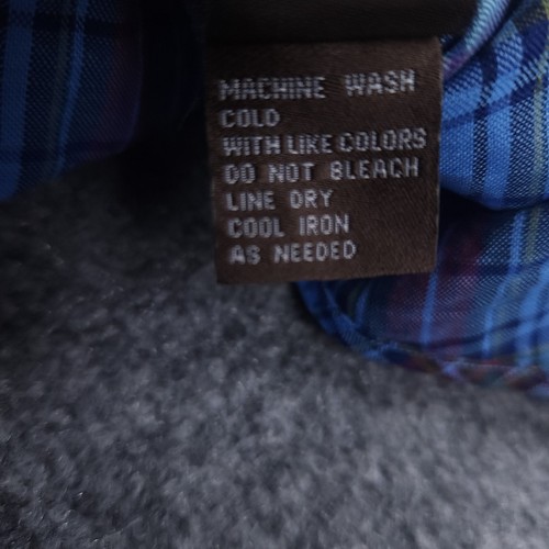 J McLaughlin Shirt Mens Medium Blue Red Plaid Linen Cotton Button Down Casual - Picture 11 of 13