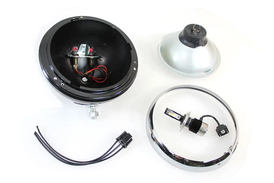 7 英寸 12 伏 LED 车头灯黑色适合哈雷戴维森 — 第 2/4 张图片