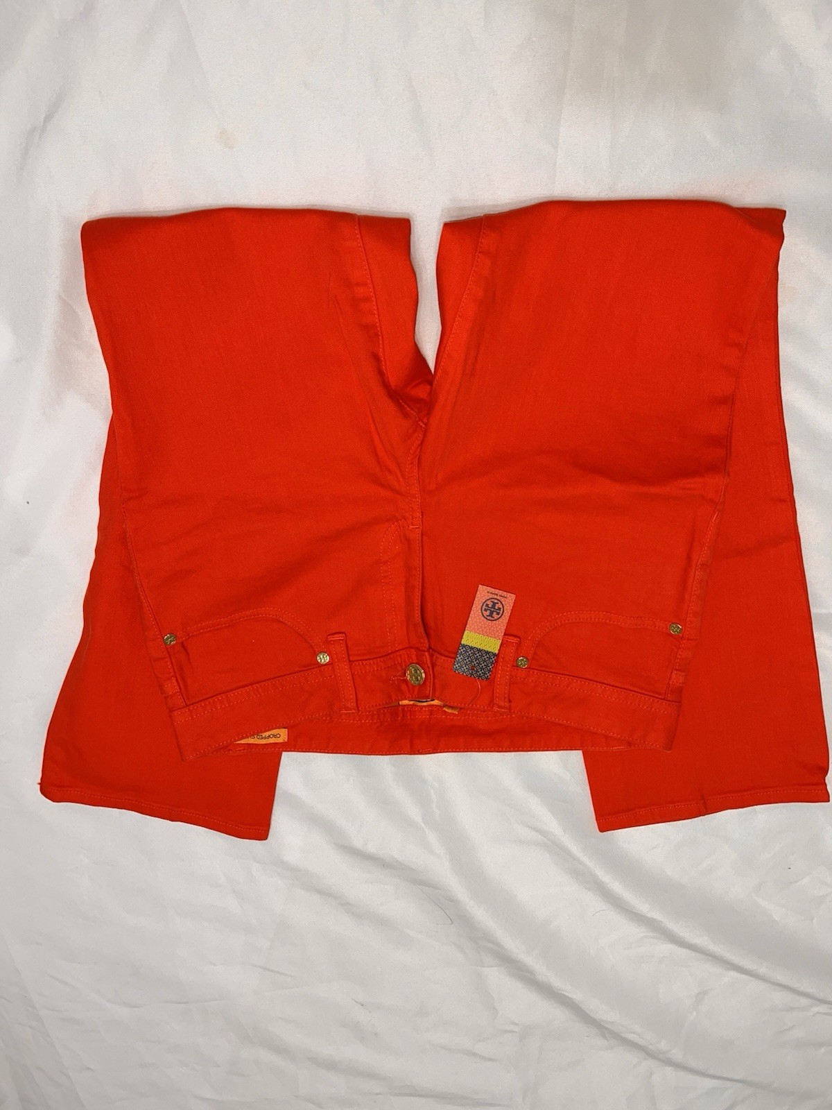 NWT Tory Burch red  cropped slim boot Cut jeans. Size 28. Inseam is 26.5” thumbnail 2