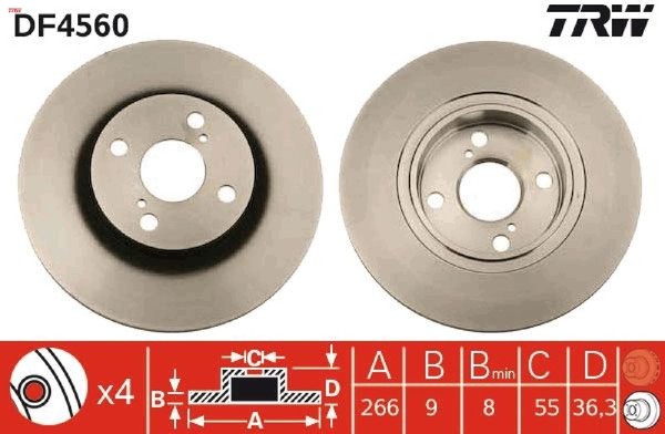 2X Bremsscheibe Trw DF4560 2 Bremsscheiben Hinterachse Hinten-image