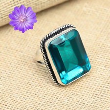 London Blue Topaz Gemstone 925 Sterling Silver Handmade Jewelry Ring Gift For