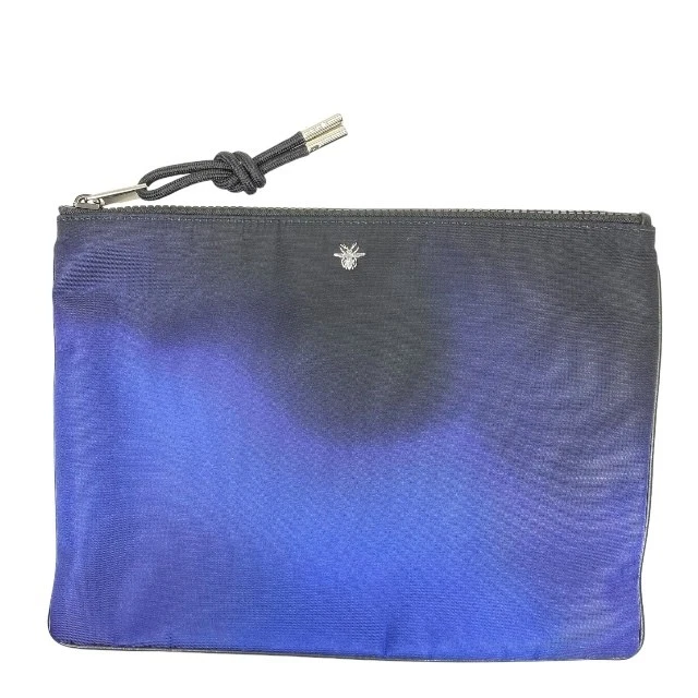 Christian Dior Pochette Sac Deuxième Sac Pochette Nylon Dégradé Bleu Noir