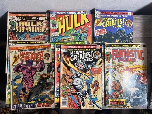 Marvel Comics Vintage Lot - 10 Comics Low Grade - Fantastic 4, Galactic, Hulk
