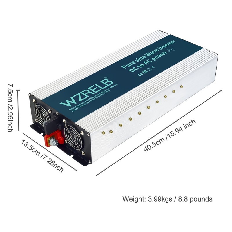 60V to 120V Pure Sine Wave Power Inverter 5000W Home Solar System Camp Motor Car