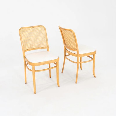 1950s Pair of Caned Prague Dining Chairs, Model 811, by Josef Frank for Thonet