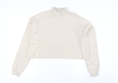 Bershka Pullover Pulli Damen beige mit Stehkragen 2XS