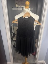 New Look, Mini Skater Dress, Black, UK 8 (Lace Bodice, High Neck)